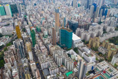 Sham Shui Po, Hong Kong - 07 Mayıs 2019: Hong Kong şehrinin en iyi görünümü