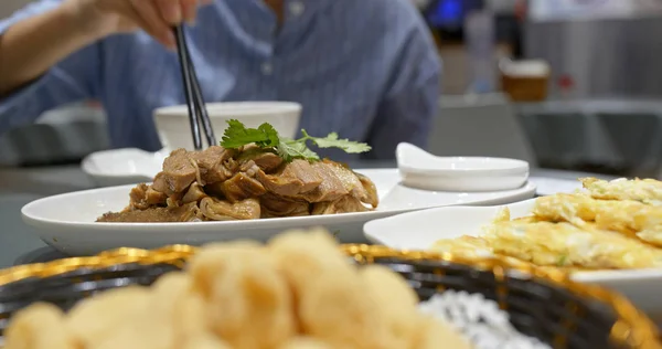 Platos Chinos Restaurante Salsa Soja Ganso Tofu — Foto de Stock