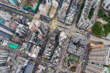 Sham Shui Po, Hong Kong - 07 Mayıs 2019: Hong Kong bölgesinin en iyi görünümü
