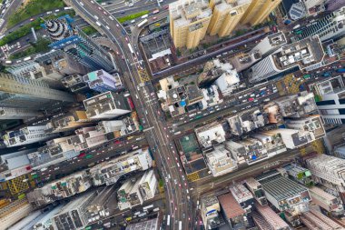Causeway Bay, Hong Kong - 07 Mayıs 2019: Hong Kong şehrinin en iyi görünümü