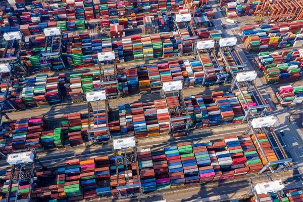 Kwai Tsing Hong Kong February 2019 Top View Container Terminals — Stock Photo, Image