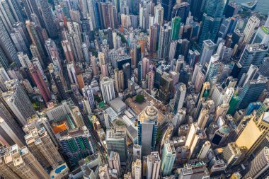 Central, Hong Kong - 29 Nisan 2019: Hong Kong şehir merkezinin en iyi görünümü