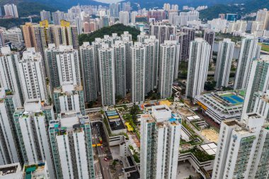 Sha Tin, Hong Kong - 04 Mayıs 2019: Hong Kong şehrinin en iyi görünümü