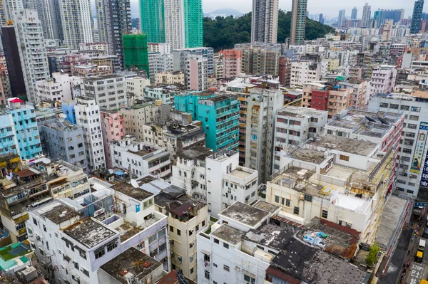 Sham Shui Hongkong Květen 2019 Drone Létá Nad Hongkongským Městem — Stock fotografie