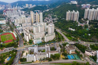 Sha Tin, Hong Kong - 04 Mayıs 2019: Hong Kong şehrinin en iyi görünümü