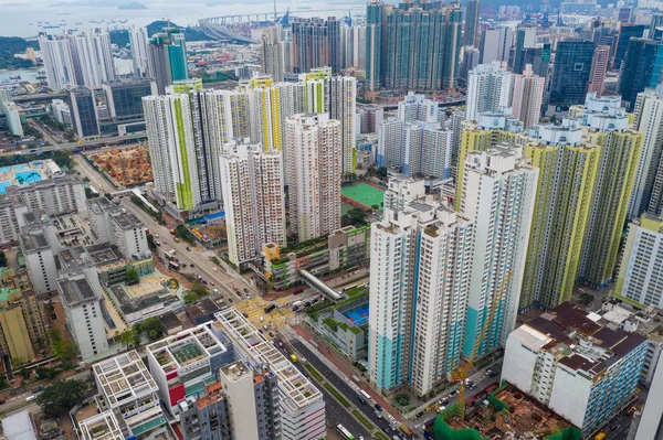 Sham Shui Hong Kong Mai 2019 Drohne Fliegt Über Stadt — Stockfoto