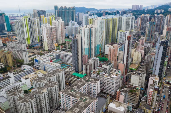 Sham Shui Hong Kong May 2019 Drone Survole Ville Urbaine — Photo
