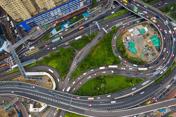 香港铜锣湾 2019年5月7日 香港城市交通道路自上而下景观 — 图库照片