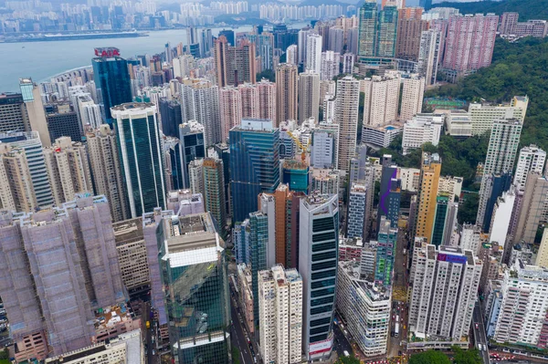 Causeway Bay Hong Kong Maio 2019 Drone Sobrevoa Cidade Hong — Fotografia de Stock