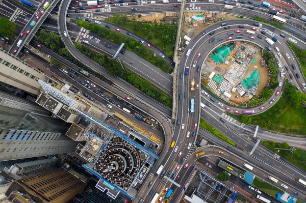 コーズウェイ湾 2019 香港市内の交通道路のトップダウンビュー — ストック写真