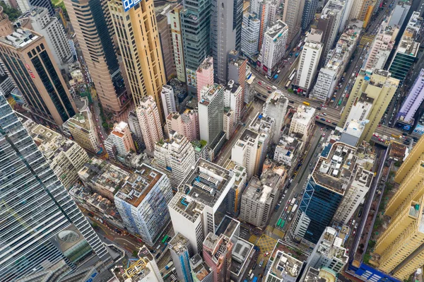 Causeway Bay Hongkong Maja 2019 Drone Latać Nad Hongkońskiego Miasta — Zdjęcie stockowe