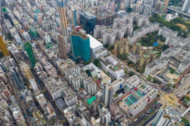 Sham Shui Po, Hong Kong - 07 Mayıs 2019: Hong Kong şehrinin en iyi görünümü