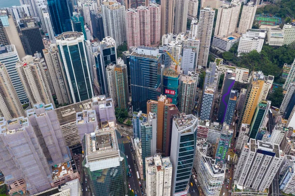 Causeway Bay Hong Kong May 2019 Drone Survole Ville Hong — Photo