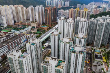 Sha Tin, Hong Kong - 05 Mayıs 2019: Hong Kong şehrinin en iyi görünümü