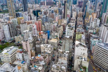 Sham Shui Po, Hong Kong - 06 Mayıs 2019: Hong Kong şehir merkezinde niçin tepeden