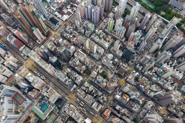 Mong Kok Hong Kong Mayo 2019 Drone Vuela Sobre Ciudad — Foto de Stock