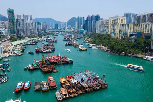 Абердін Гонконг Травня 2019 Вид Зверху Гонконг Риболовля Порт Порту — стокове фото