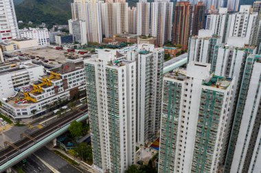 Sha Tin, Hong Kong - 04 Mayıs 2019: Hong Kong apartmanının en iyi görünümü