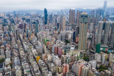 Sham Shui Po, Hong Kong - 06 Mayıs 2019: Hong Kong şehir merkezinde niçin tepeden