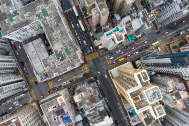 Sham Shui Po, Hong Kong - 06 Mayıs 2019: Hong Kong şehir merkezinde niçin tepeden