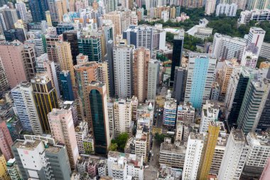 Mong Kok, Hong Kong - 09 Mayıs 2019: Hong Kong şehir merkezinin en iyi görünümü
