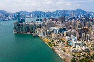 Hung Hom, Hong Kong - 12 Mayıs 2019: Hong Kong şehri için panoramik çekim