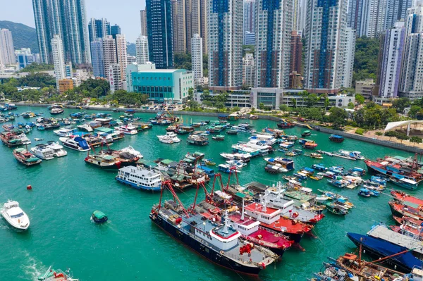 Aberdeen Hong Kong Mayo 2019 Vista Superior Del Puerto Pesquero — Foto de Stock