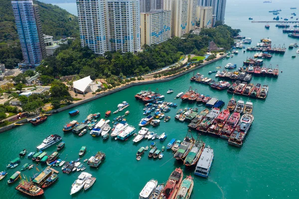 Абердін Гонконг Травня 2019 Повітряна Думка Гонконгу Тайфун Притулку Абердін — стокове фото