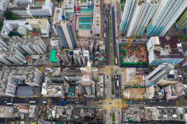 Sham Shui Po, Hong Kong - 09 Mayıs 2019: Hong Kong şehrinin en iyi görünümü