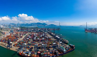 Kwai Chung, Hong Kong - 15 Mayıs 2019: Hong Kong'daki Kwai Chung Kargo Terminali