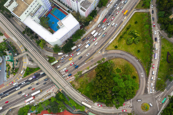 Wong Tai Sin, Hong Kong - 17 May, 2019: Top view of Hong Kong downtown city