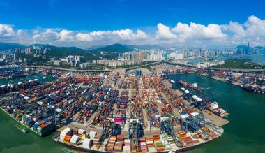 Kwai Chung, Hong Kong - 15 Mayıs 2019: Hong Kong'daki Kwai Chung Kargo Terminali