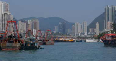 Aberdeen, Hong Kong - 12 Mayıs, 2019: Hong Kong balıkçı limanı limanı