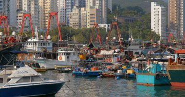 Aberdeen, Hong Kong - 12 Mayıs, 2019: Hong Kong balıkçı limanı limanı