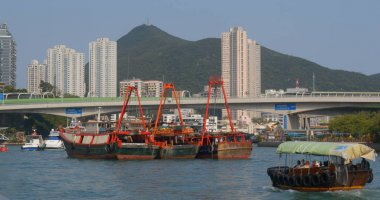 Aberdeen, Hong Kong - 12 Mayıs 2019: Aberdeen'deki Hong Kong liman limanı