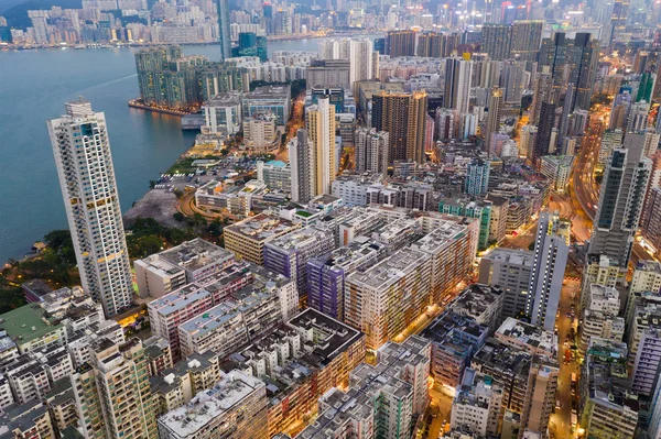クワワンへ 香港へ 2019年5月10日 香港の街のトップビュー — ストック写真