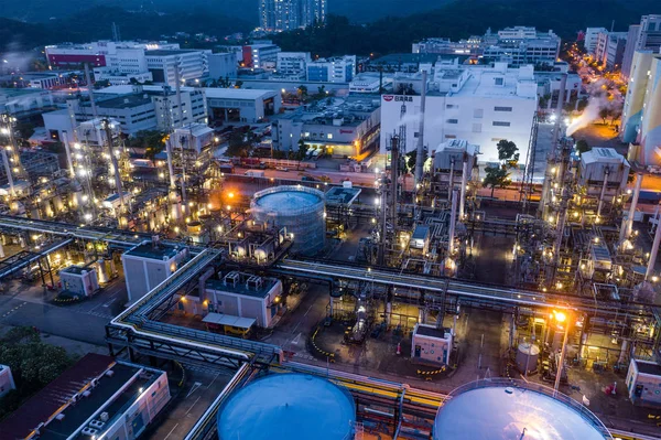 Tai Гонконг Травня 2019 Вид Промисловий Завод Гонконгу Вночі — стокове фото