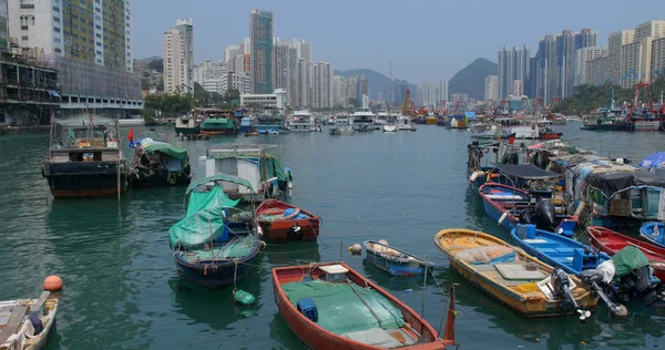 Aberdeen Hong Kong Mayo 2019 Barco Pesca Refugio Contra Tifón —  Fotos de Stock