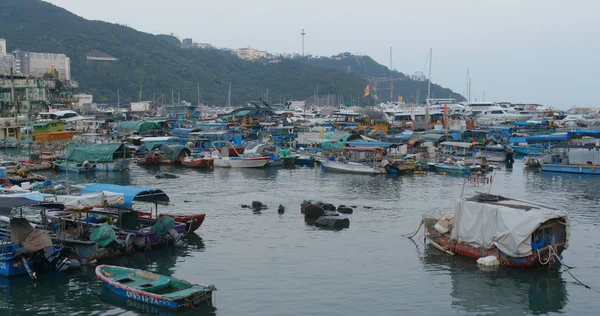 Aberdeen Hong Kong Mayo 2019 Barco Pesca Refugio Contra Tifón —  Fotos de Stock
