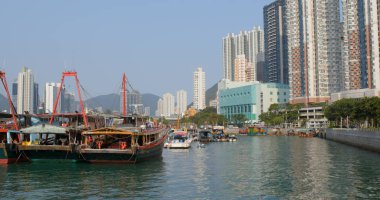 Aberdeen, Hong Kong - 12 Mayıs 2019: Hong Kong balıkçı limanı limanı