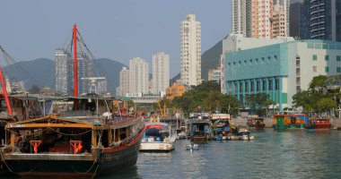 Aberdeen, Hong Kong - 12 Mayıs 2019: Hong Kong balıkçı limanı limanı