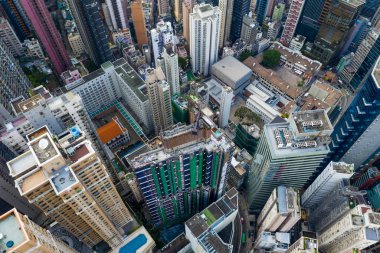 Central, Hong Kong - 29 Nisan 2019: Hong Kong şehir merkezinin en iyi görünümü