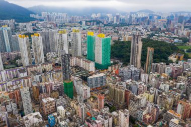 Sham Shui Po, Hong Kong - 06 Mayıs 2019: Hong Kong şehrinin en iyi görünümü