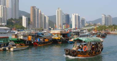 Aberdeen, Hong Kong - 12 Mayıs, 2019: Hong Kong balıkçı limanı limanı