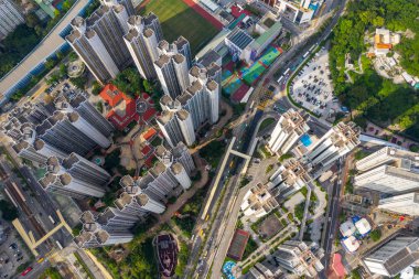 Tuen Mun, Hong Kong - 16 Mayıs 2019: Hong Kong şehrinin en iyi görünümü