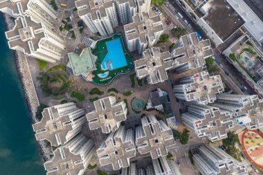 Chai Wan, Hong Kong - 02 Mayıs 2019: Hong Kong yerleşim bölgesinin en iyi görünümü