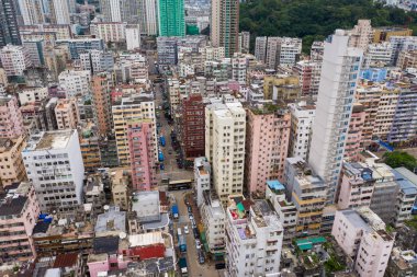 Sham Shui Po, Hong Kong - 06 Mayıs 2019: Hong Kong şehrinin en iyi görünümü