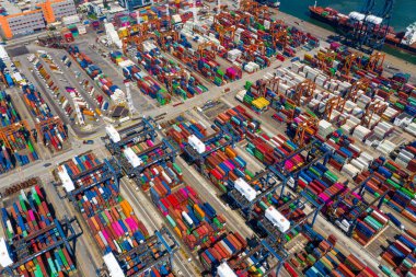 Kwai Chung, Hong Kong - 15 Mayıs 2019: Hong Kong şehrindeki Kwai Chung Kargo Terminali