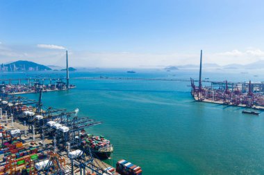 Kwai Chung, Hong Kong - 15 Mayıs 2019: Hong Kong şehrindeki Kwai Chung Kargo Terminali
