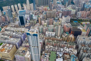 To Kwa Wan, Hong Kong - 15 Mayıs 2019: Hong Kong şehrinin havadan görünümü